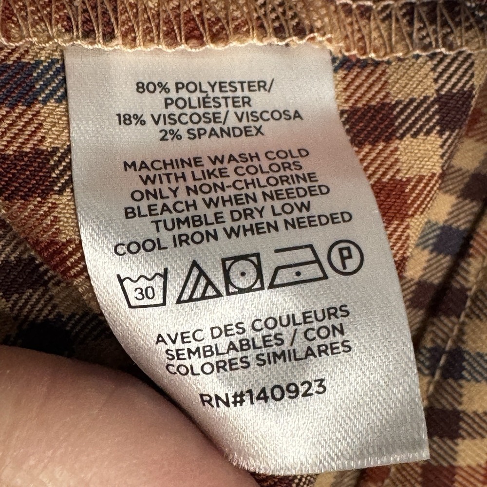 Loft‎ Skirt Womens Size 12 Brown Plaid Lined Side Button Academia Fall Autumn - Picture 6 of 7